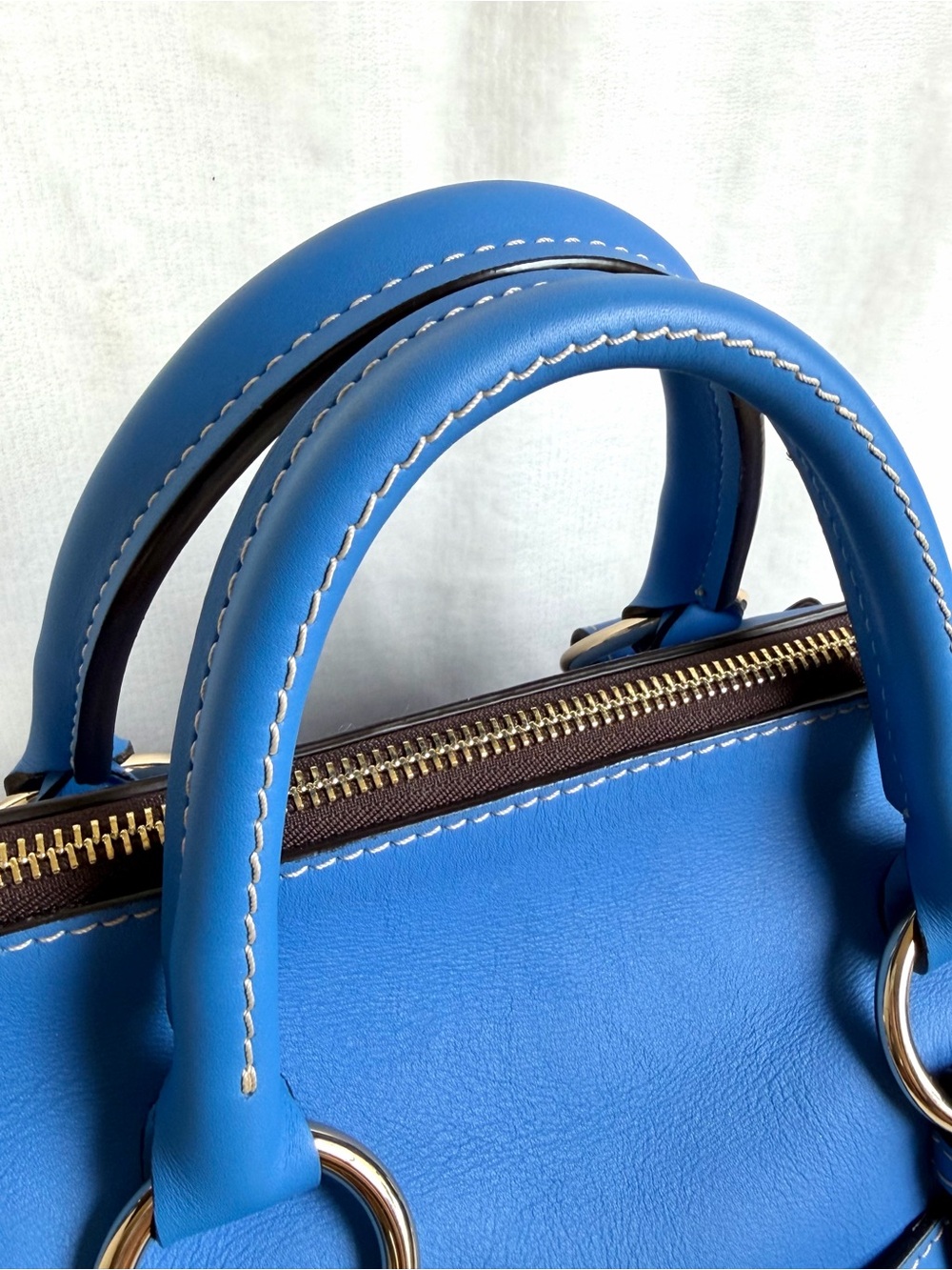 Dooney & Bourke Marine Blue Penrose Satchel 30 With Pocket Italian Leather Bag - Picture 5 of 11